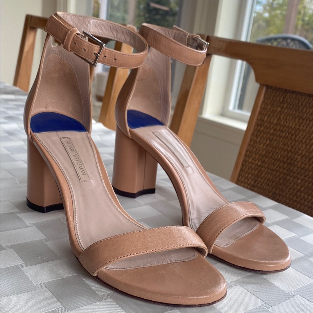Stuart Weitzman Tan Block Heel Sandals